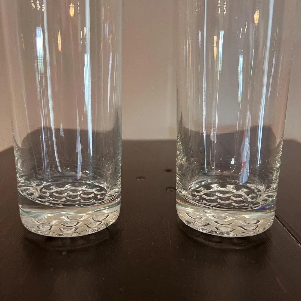 VTG Heavy Bubble Base Highball Glasses Set of 2, Mid Century Modern goblets